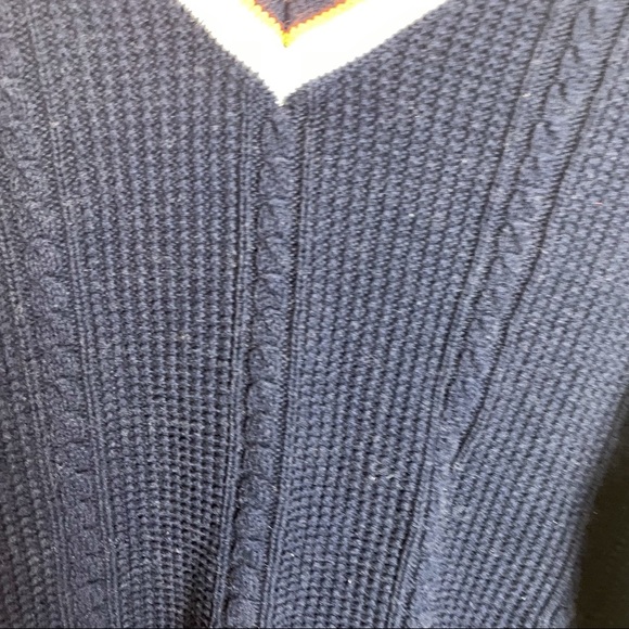 Club Room Navy Blue V Neck Cable Knit Sweater Size XXL - Picture 2 of 9